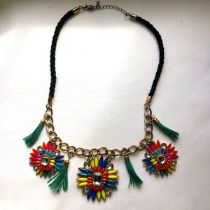 Gently Used Colorful Medallion and Tassel Nexklace